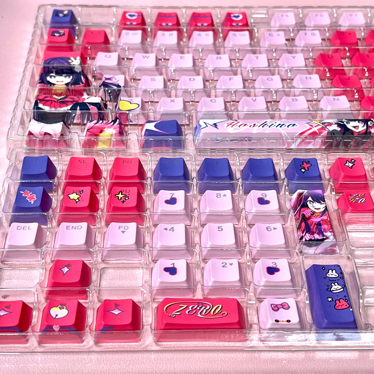 122keys Ai Hoshino set keycaps, top backlit PBT Cherry Designs