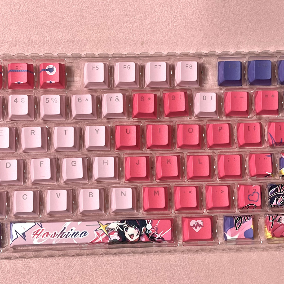 122keys Ai Hoshino set keycaps, top backlit PBT Cherry Designs