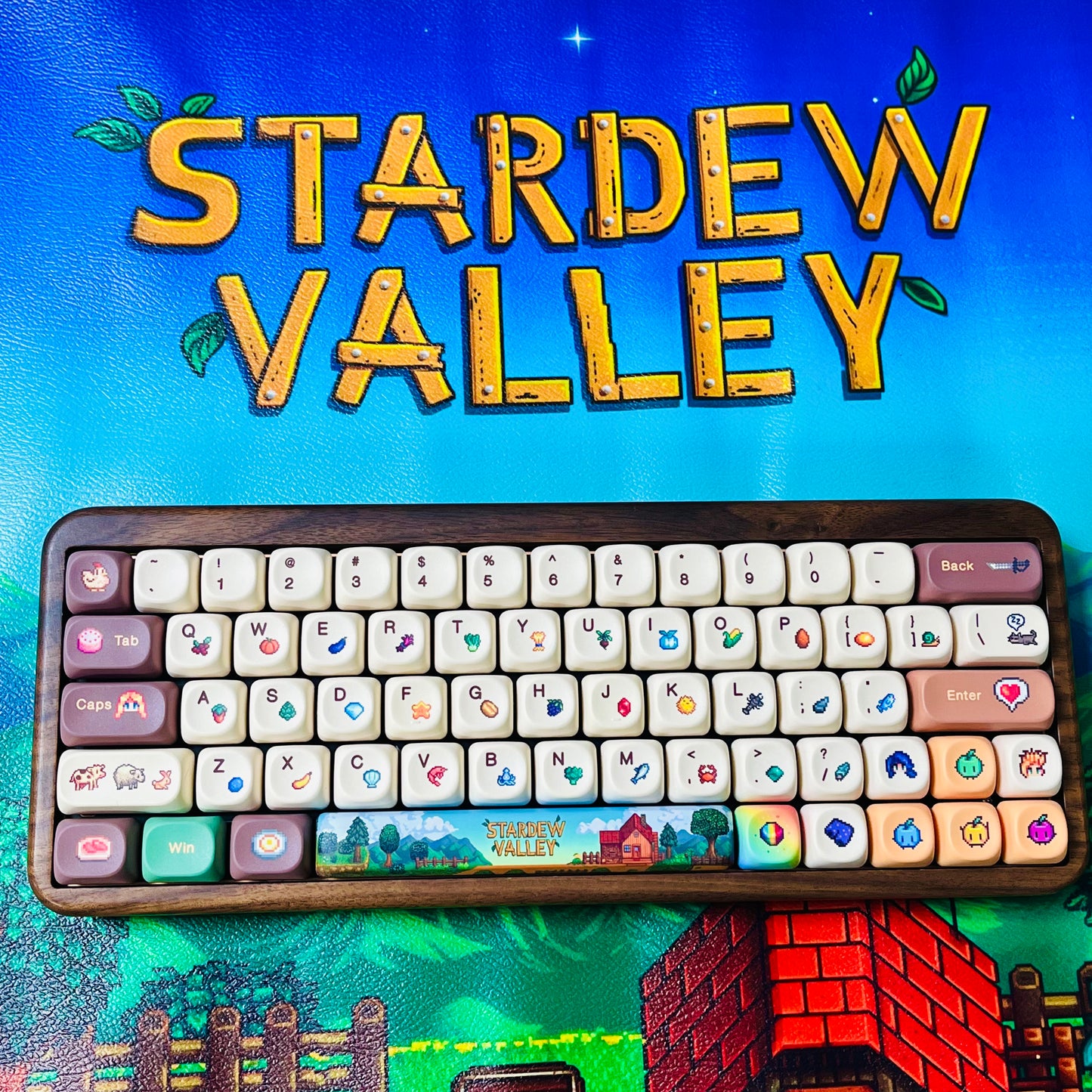 Stardew Valley PBT Keycap with Cherry profile, side backlit (keycaps only, not include keyboard）