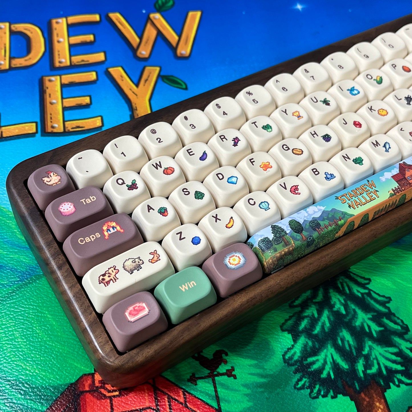Stardew Valley PBT Keycap with Cherry profile, side backlit (keycaps only, not include keyboard）