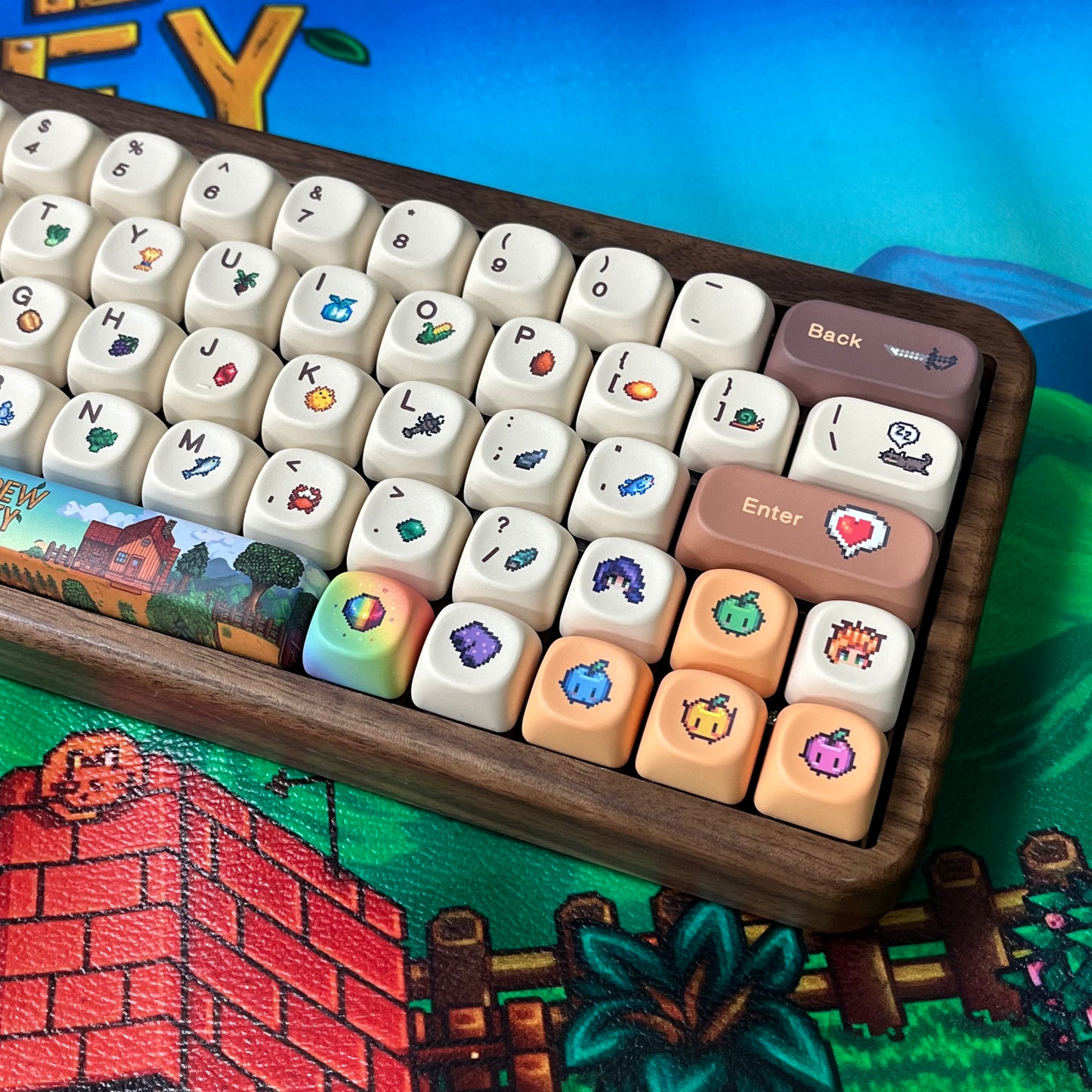 Stardew Valley PBT Keycap with Cherry profile, side backlit (keycaps only, not include keyboard）