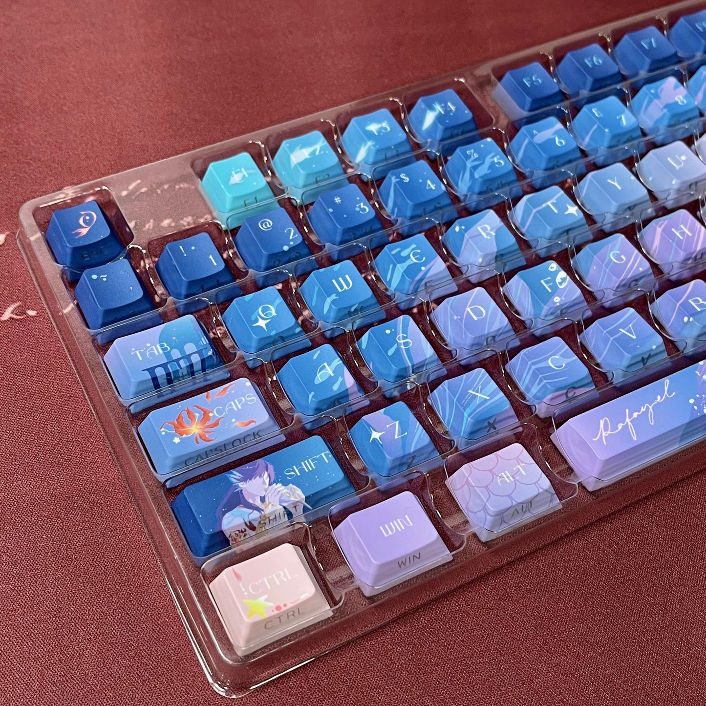 Love and deep space Rafayel PBT game keycaps set with cherry profile, side backlit for RGB light