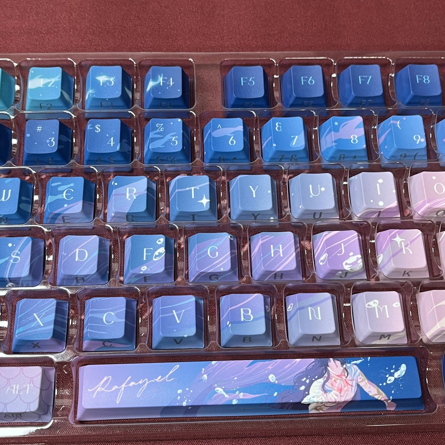 Love and deep space Rafayel PBT game keycaps set with cherry profile, side backlit for RGB light