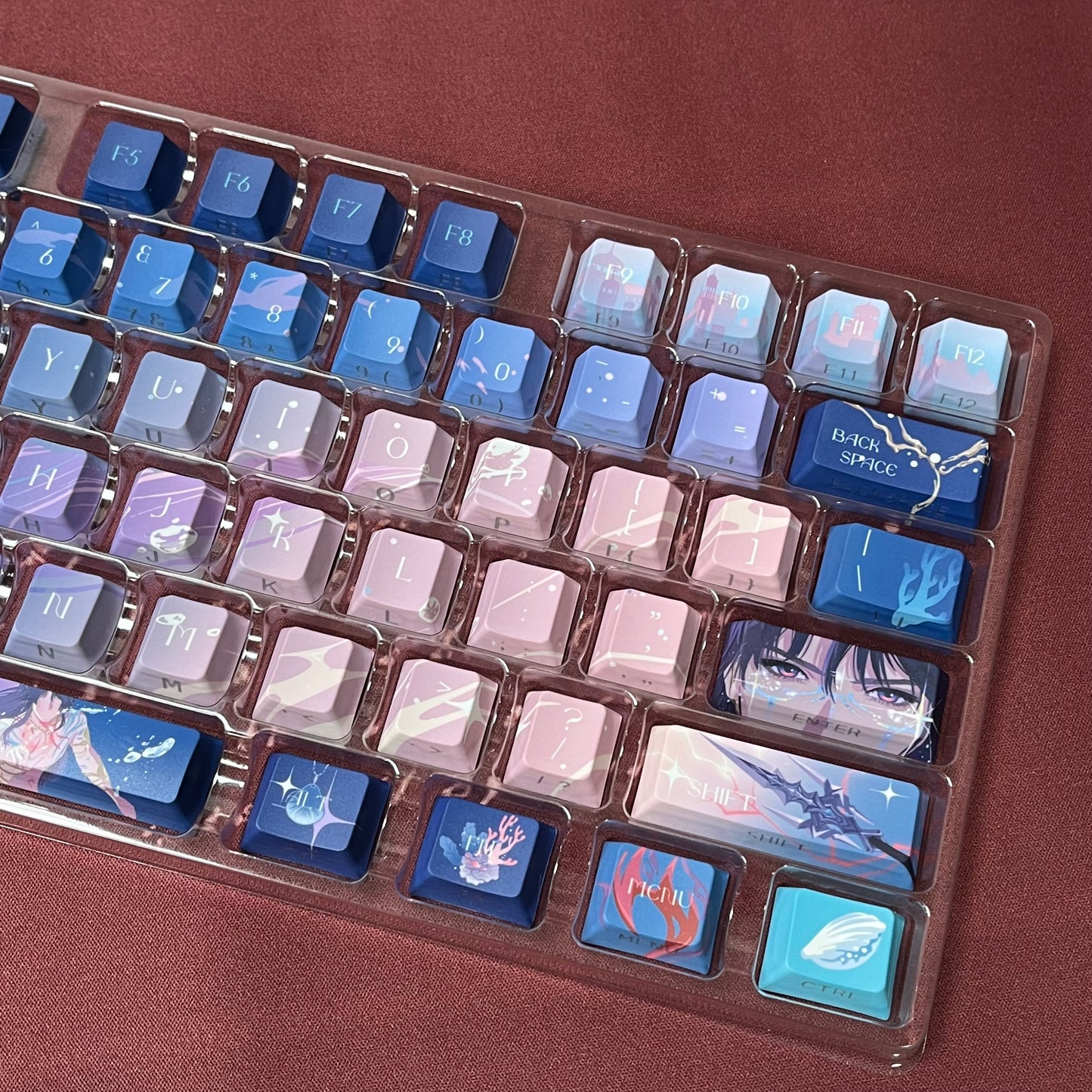 Love and deep space Rafayel PBT game keycaps set with cherry profile, side backlit for RGB light