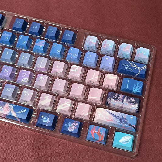 Love and deep space Rafayel PBT game keycaps set with cherry profile, side backlit for RGB light