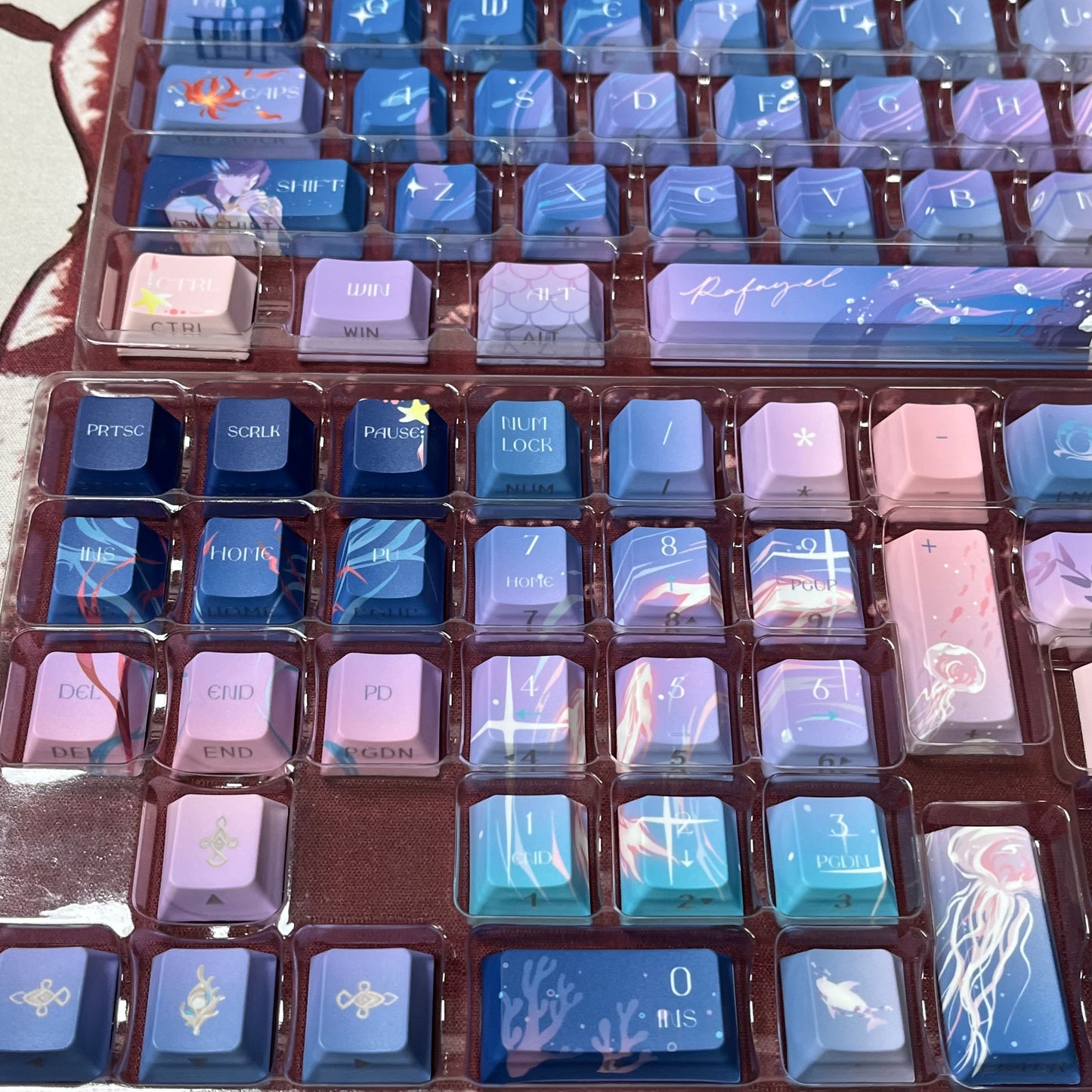 Love and deep space Rafayel PBT game keycaps set with cherry profile, side backlit for RGB light