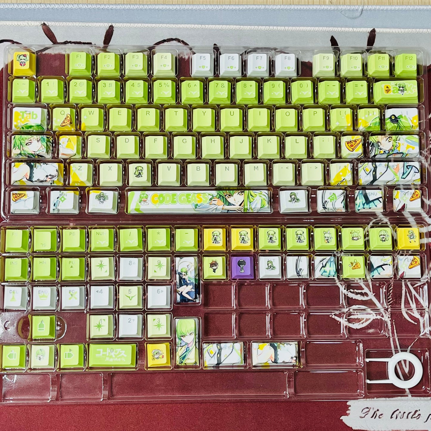 C.C Code Geass: Lelouch of the Rebellion anime PBT keycaps set, Cherry profile with shine-through legends