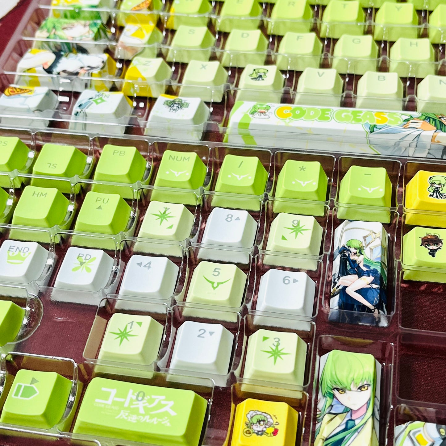 C.C Code Geass: Lelouch of the Rebellion anime PBT keycaps set, Cherry profile with shine-through legends