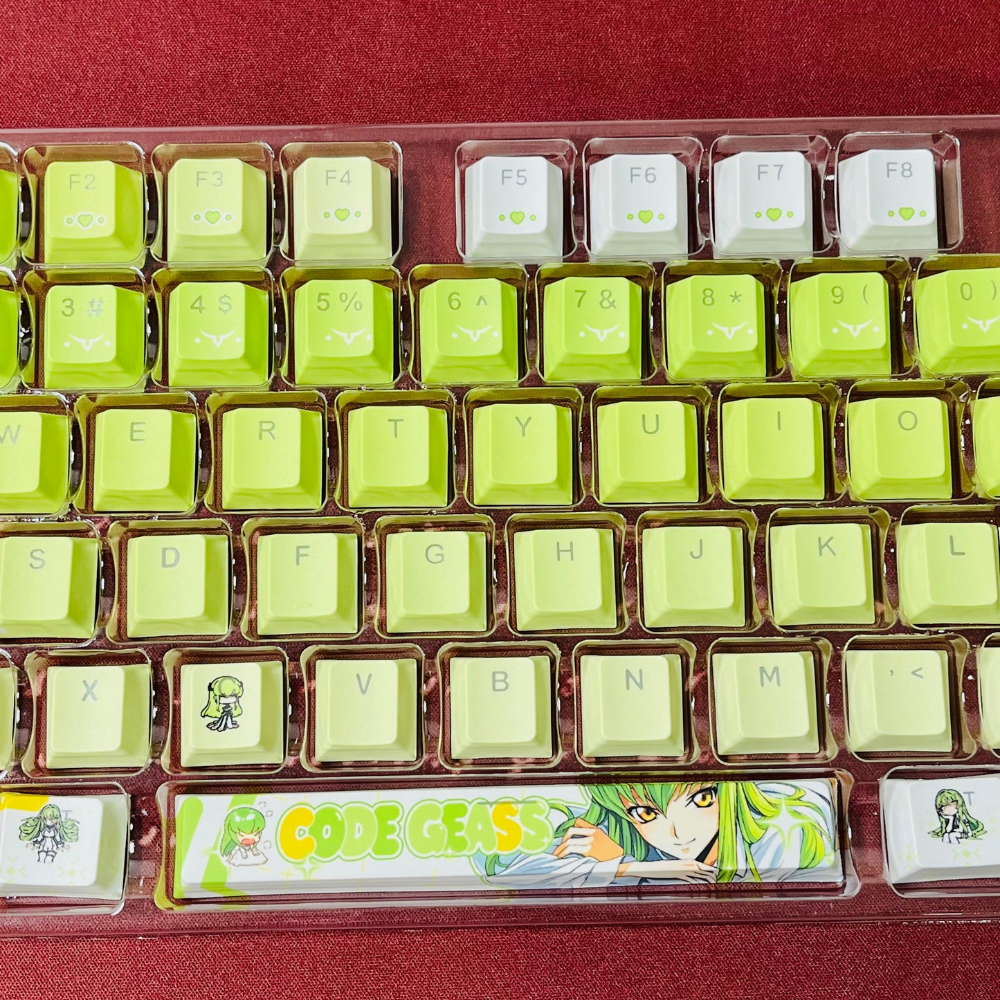 C.C Code Geass: Lelouch of the Rebellion anime PBT keycaps set, Cherry profile with shine-through legends