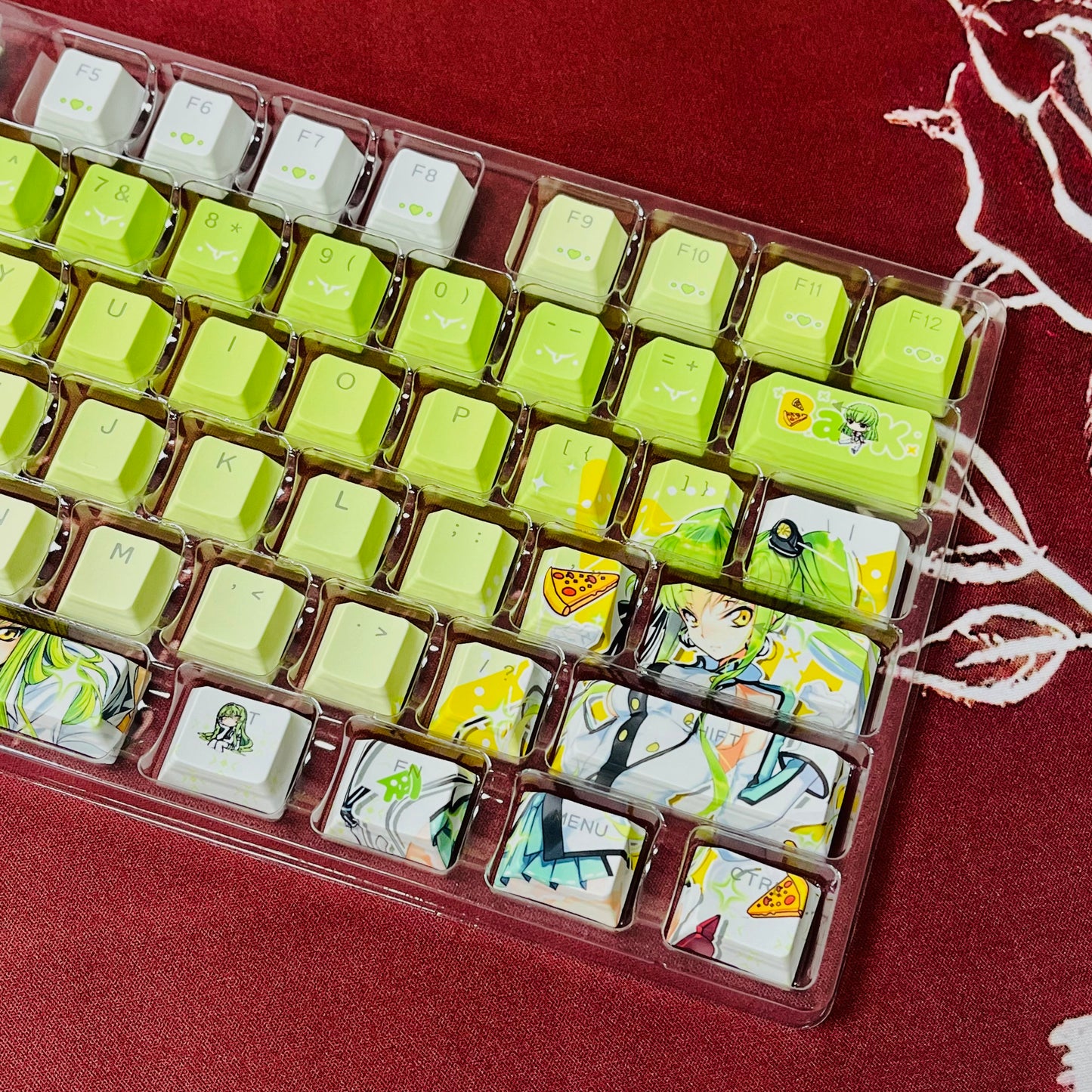 C.C Code Geass: Lelouch of the Rebellion anime PBT keycaps set, Cherry profile with shine-through legends