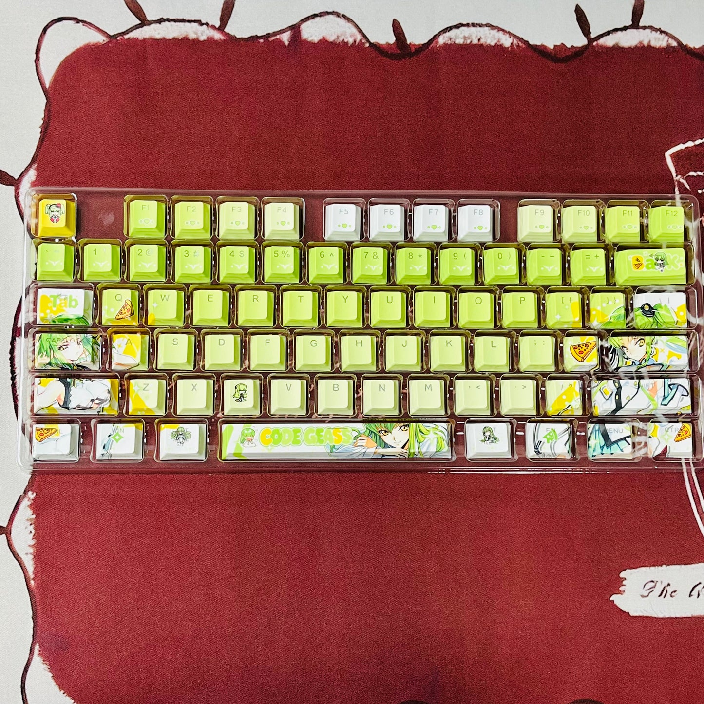 C.C Code Geass: Lelouch of the Rebellion anime PBT keycaps set, Cherry profile with shine-through legends