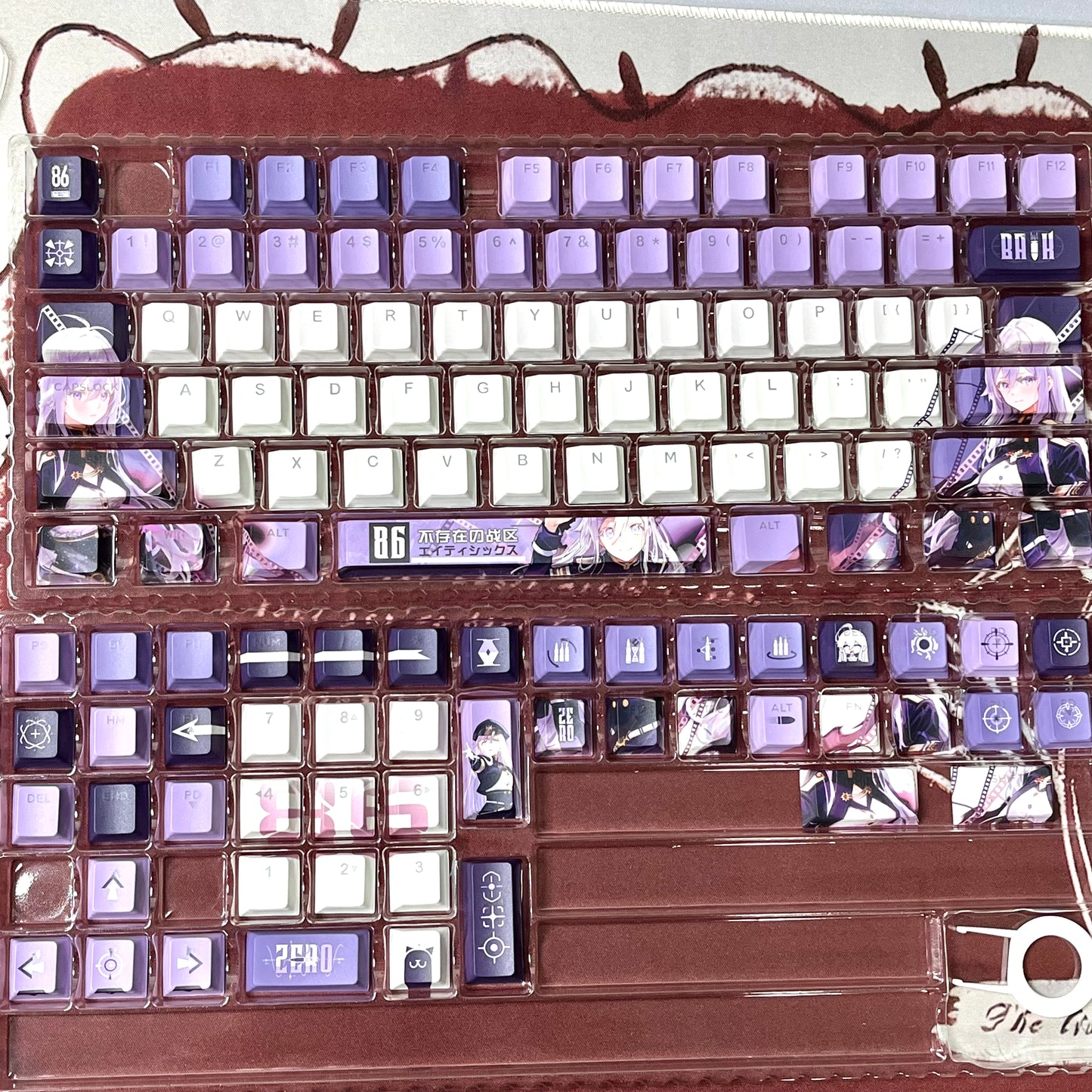 86‑EIGHTY‑SIX Lena PBT anime keycaps set with cherry profile, top backlit for RGB light, dye-sublimated, MX cross stems keyboard