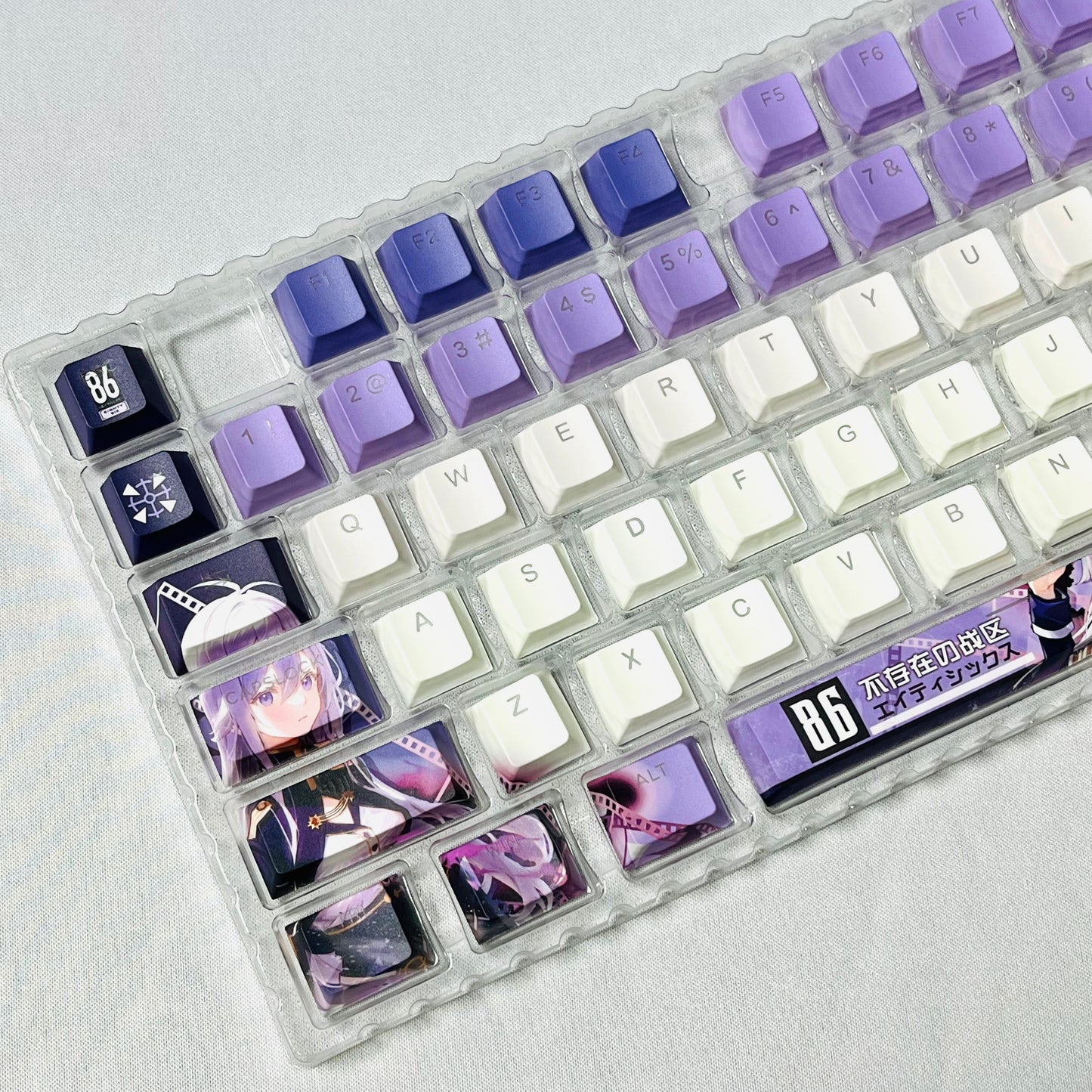 86‑EIGHTY‑SIX Lena PBT anime keycaps set with cherry profile, top backlit for RGB light, dye-sublimated, MX cross stems keyboard