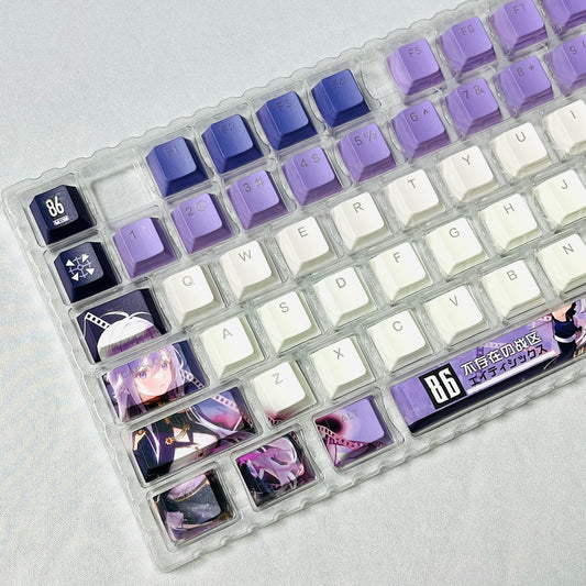86‑EIGHTY‑SIX Lena PBT anime keycaps set with cherry profile, top backlit for RGB light, dye-sublimated, MX cross stems keyboard