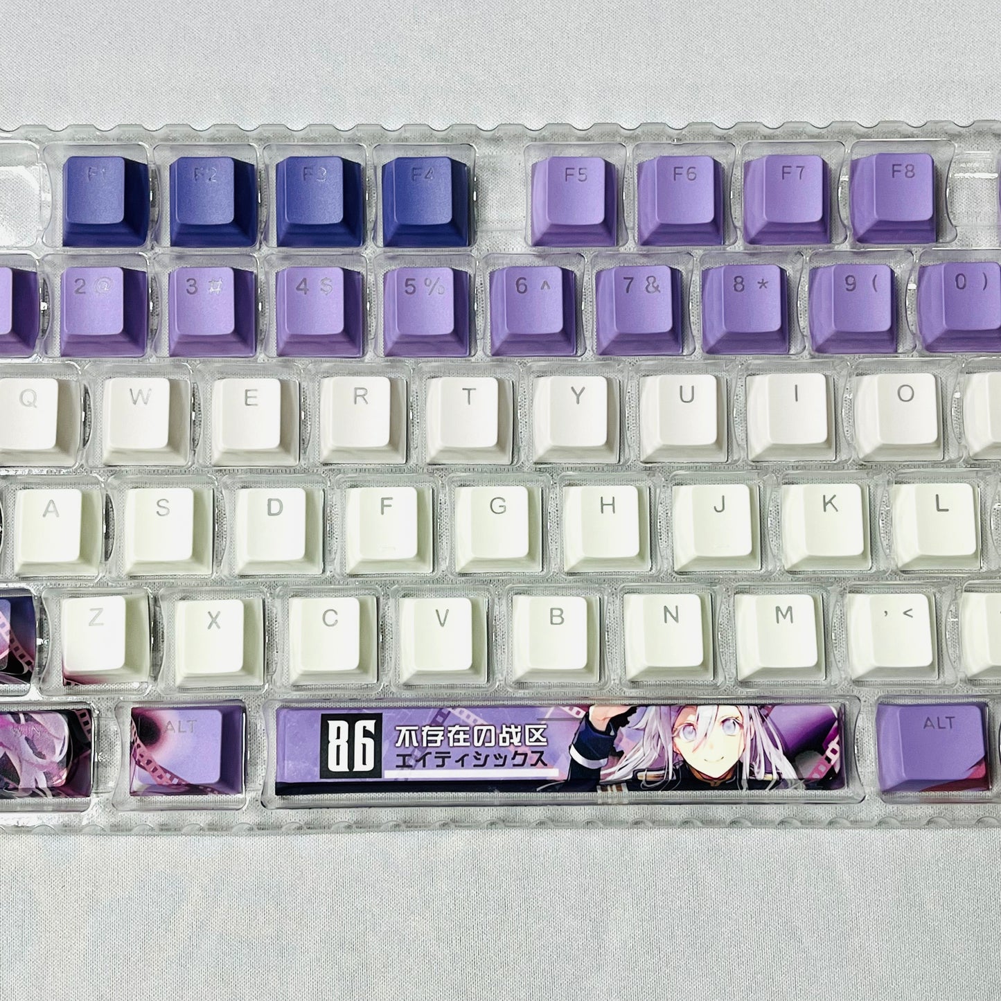 86‑EIGHTY‑SIX Lena PBT anime keycaps set with cherry profile, top backlit for RGB light, dye-sublimated, MX cross stems keyboard