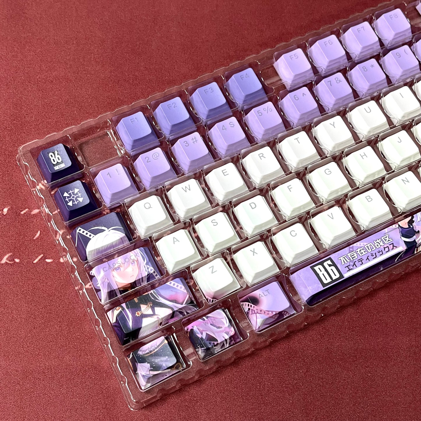 86‑EIGHTY‑SIX Lena PBT anime keycaps set with cherry profile, top backlit for RGB light, dye-sublimated, MX cross stems keyboard