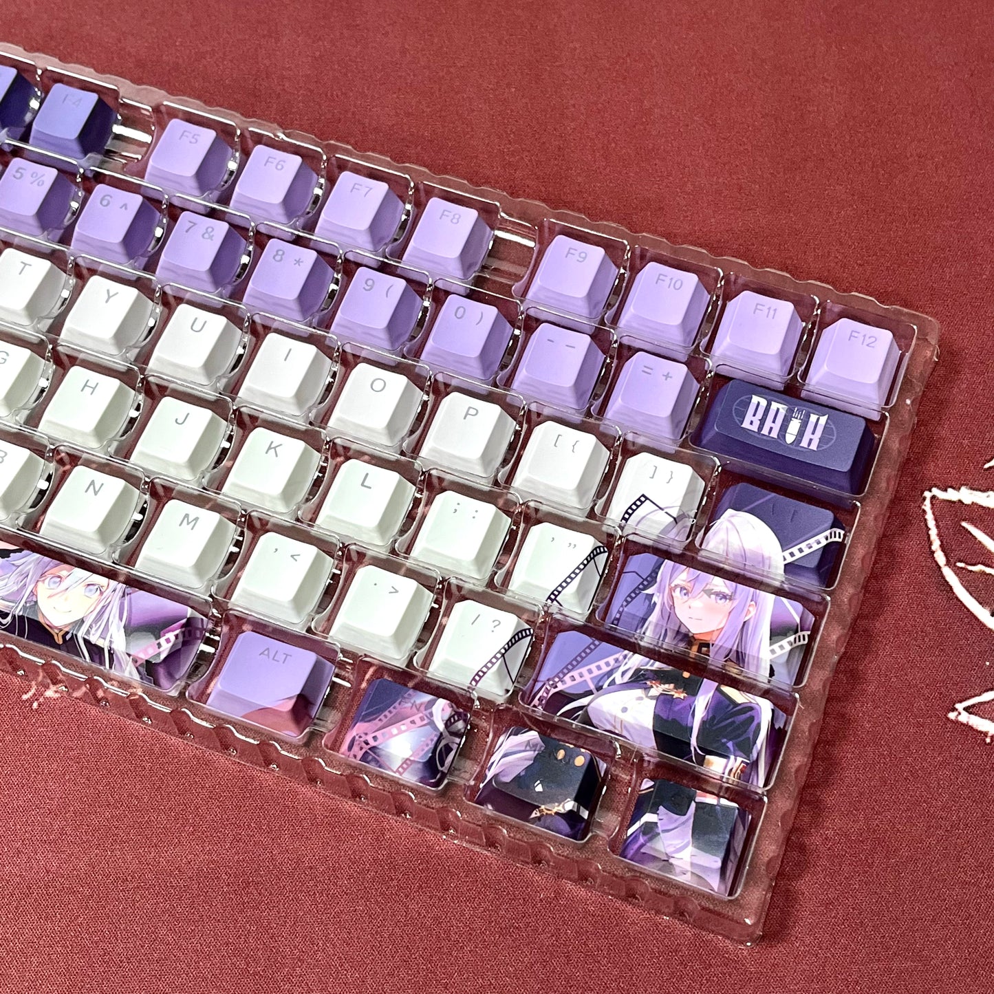 86‑EIGHTY‑SIX Lena PBT anime keycaps set with cherry profile, top backlit for RGB light, dye-sublimated, MX cross stems keyboard