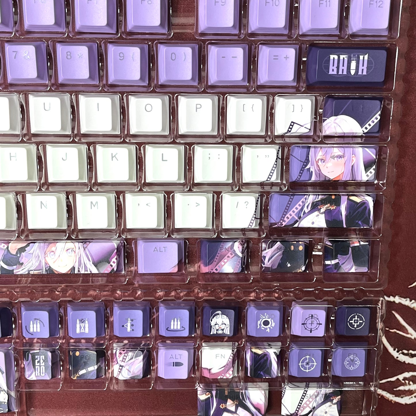 86‑EIGHTY‑SIX Lena PBT anime keycaps set with cherry profile, top backlit for RGB light, dye-sublimated, MX cross stems keyboard