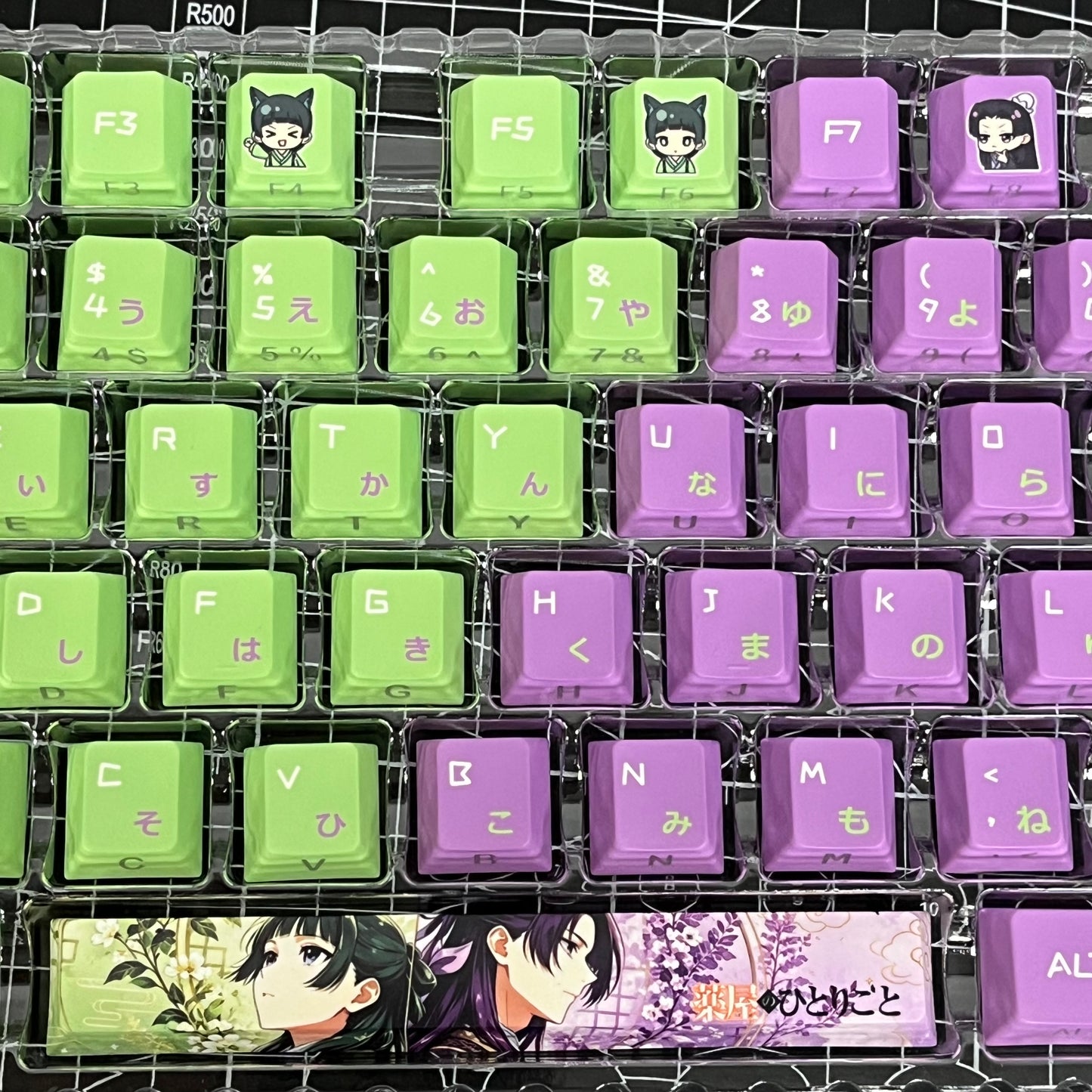 NEW!!!The Apothecary Diaries Maomao&Jinshi anime PBT keycaps set with side backlit,122keys top printed for MX-cross stems Keyboard