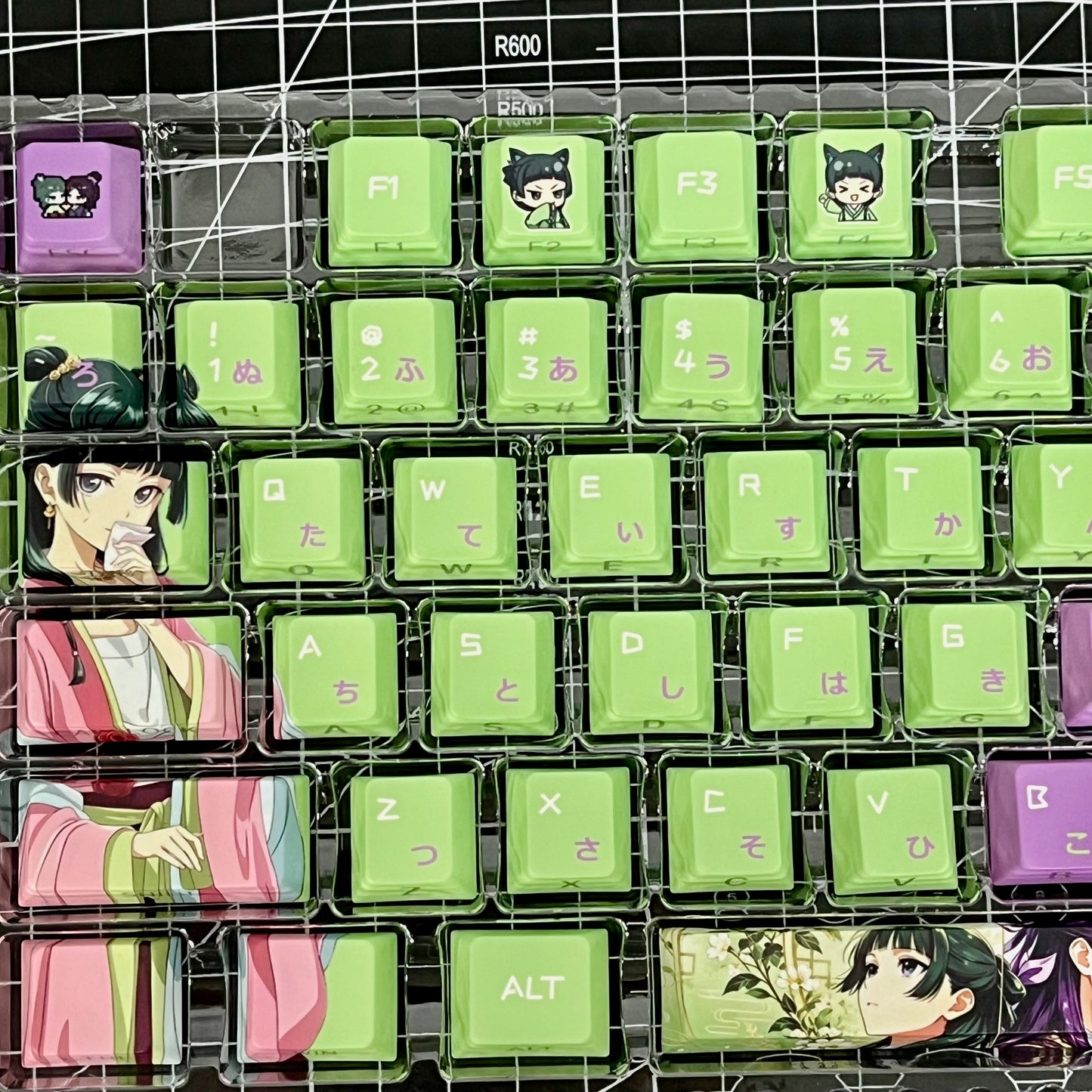 NEW!!!The Apothecary Diaries Maomao&Jinshi anime PBT keycaps set with side backlit,122keys top printed for MX-cross stems Keyboard