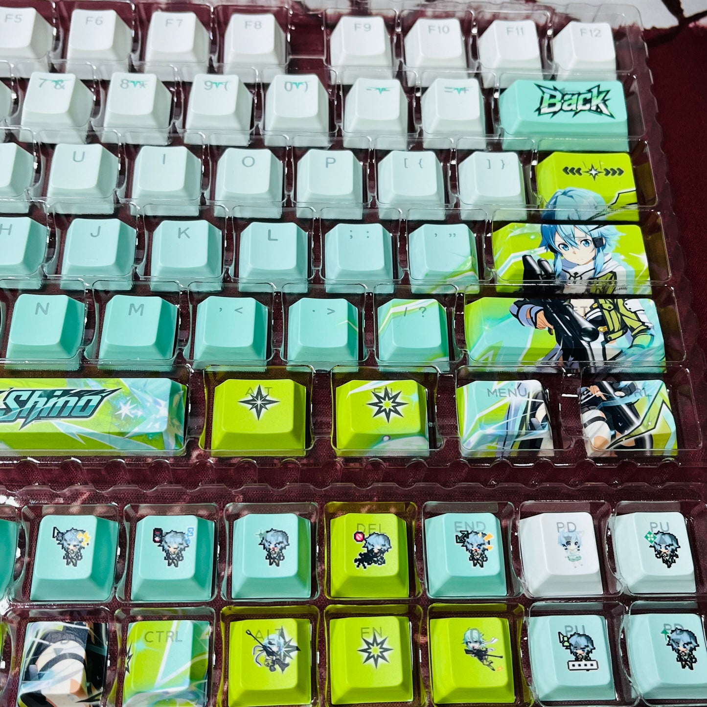 Sword Art Online Asada Shino/Sinon anime PBT keycap set with top backlit