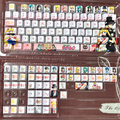 Original Sailor Moon anime keycaps set with Side lit, PBT and Cherry MOA profile for MX-cross stems keycboard
