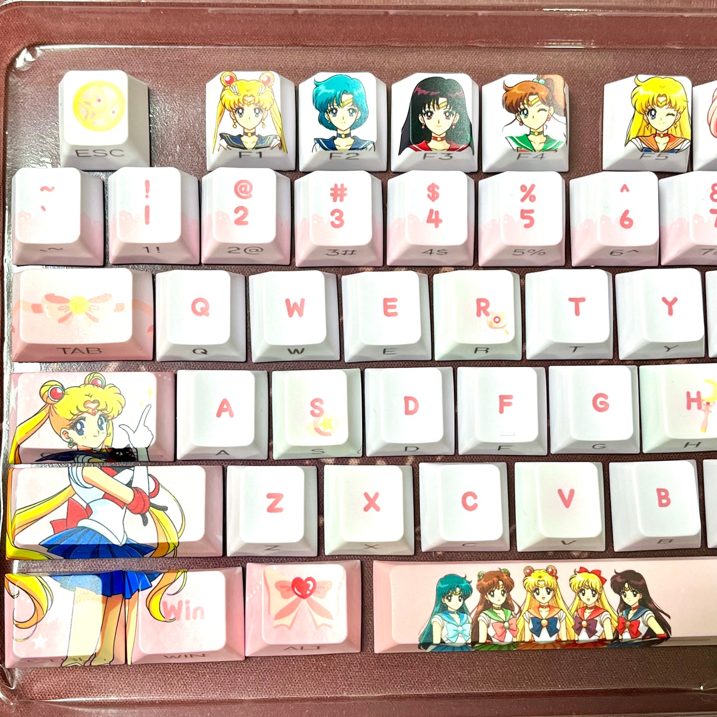 Original Sailor Moon anime keycaps set with Side lit, PBT and Cherry MOA profile for MX-cross stems keycboard