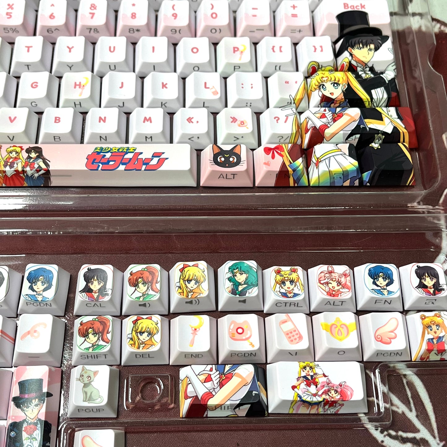 Original Sailor Moon anime keycaps set with Side lit, PBT and Cherry MOA profile for MX-cross stems keycboard