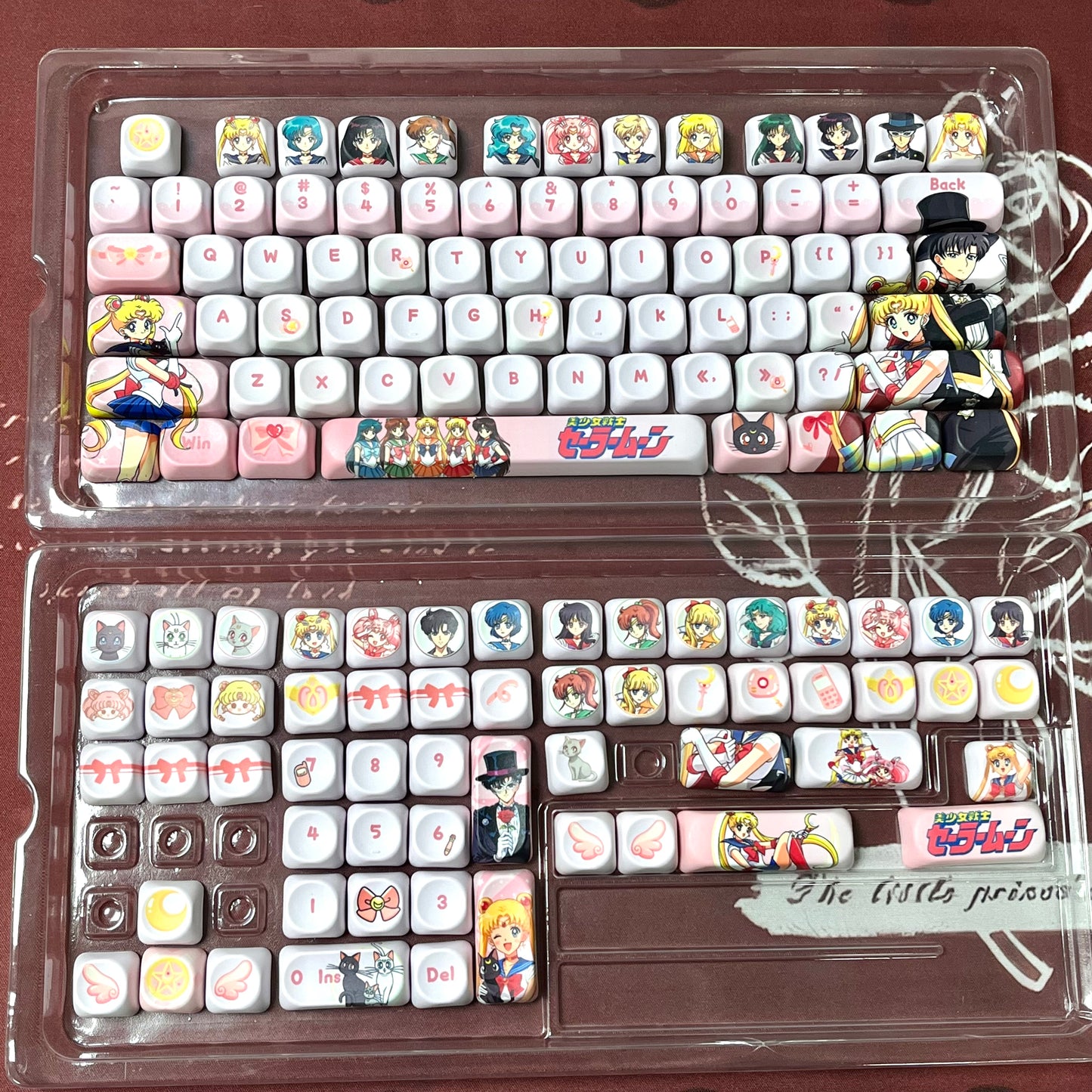 Original Sailor Moon anime keycaps set with Side lit, PBT and Cherry MOA profile for MX-cross stems keycboard