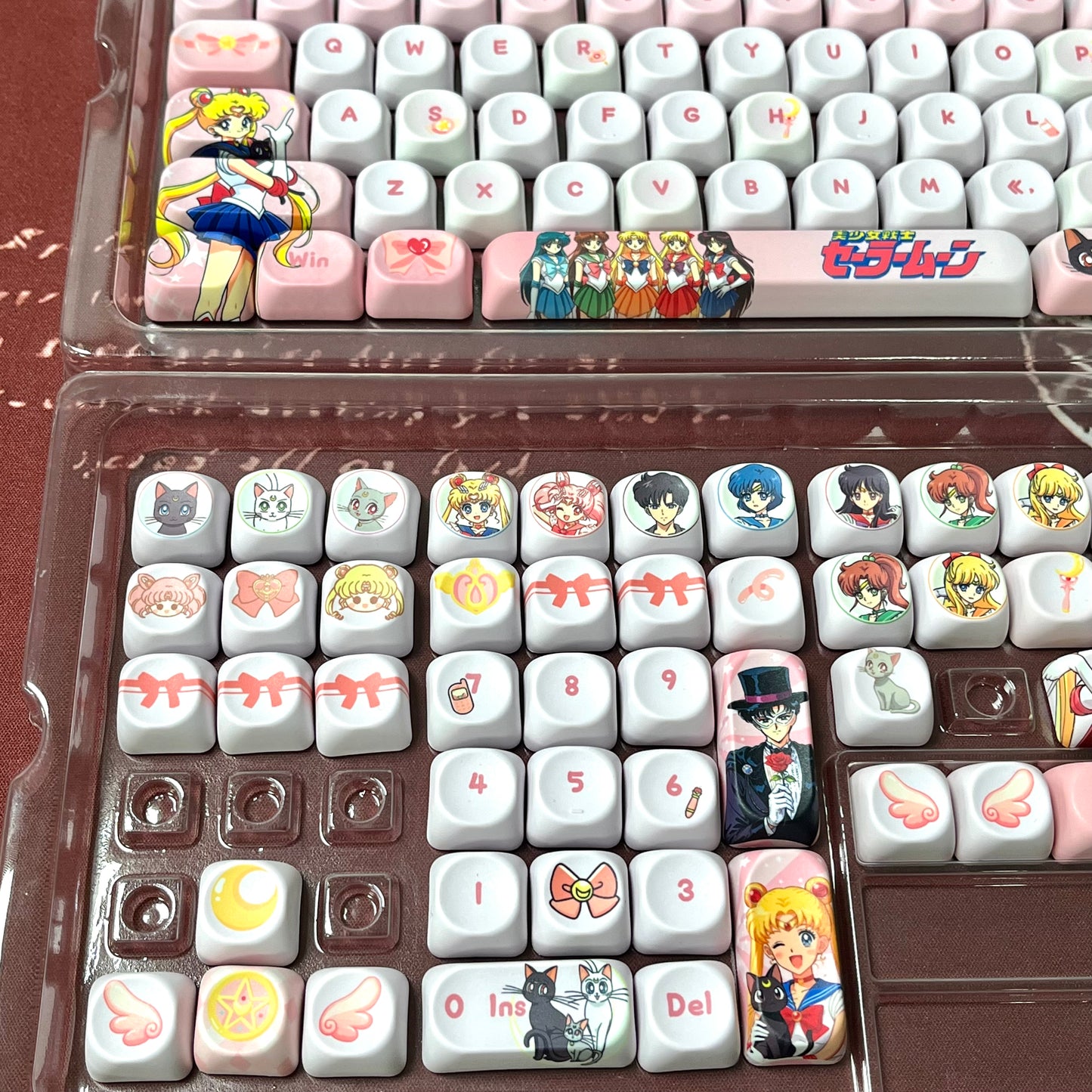 Original Sailor Moon anime keycaps set with Side lit, PBT and Cherry MOA profile for MX-cross stems keycboard