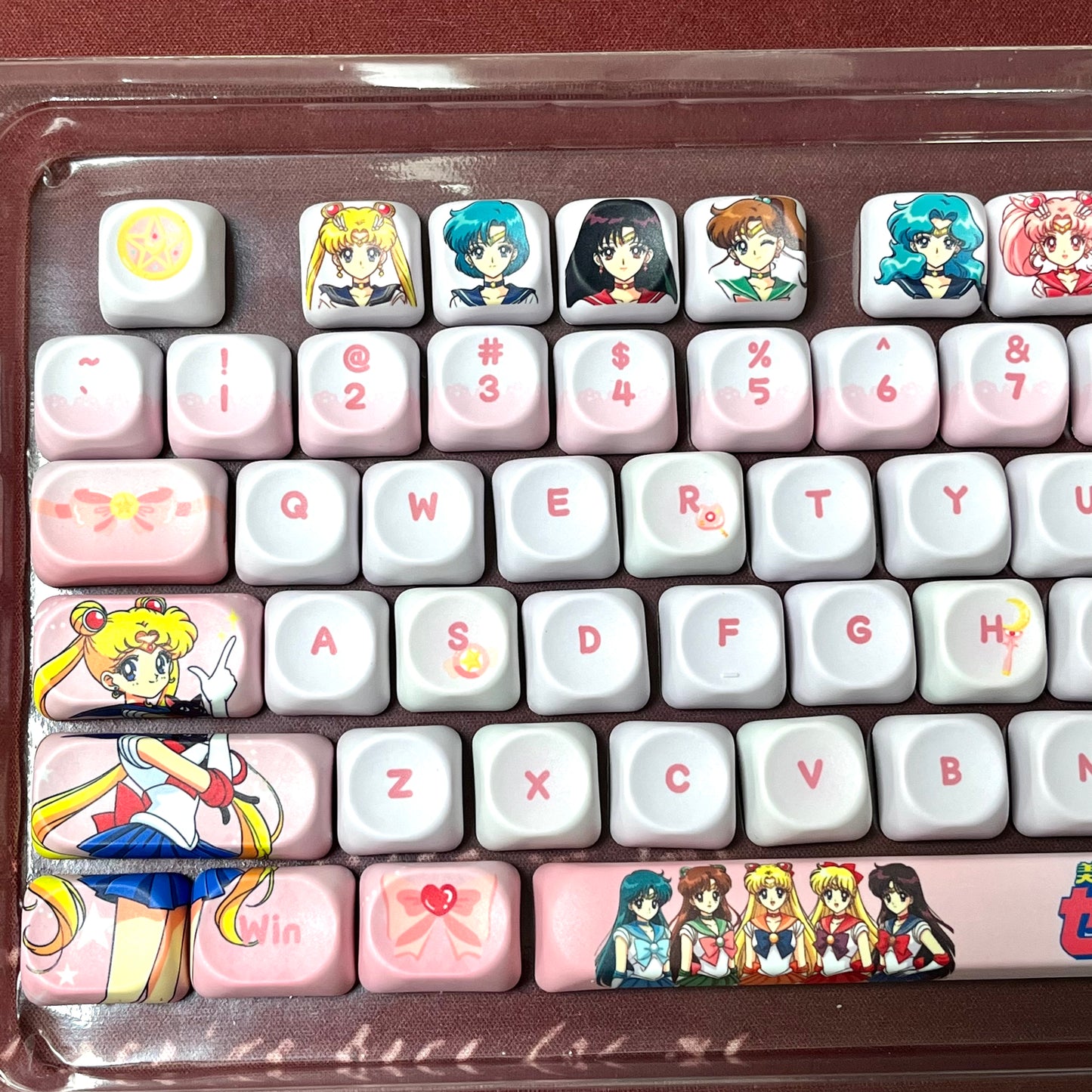 Original Sailor Moon anime keycaps set with Side lit, PBT and Cherry MOA profile for MX-cross stems keycboard