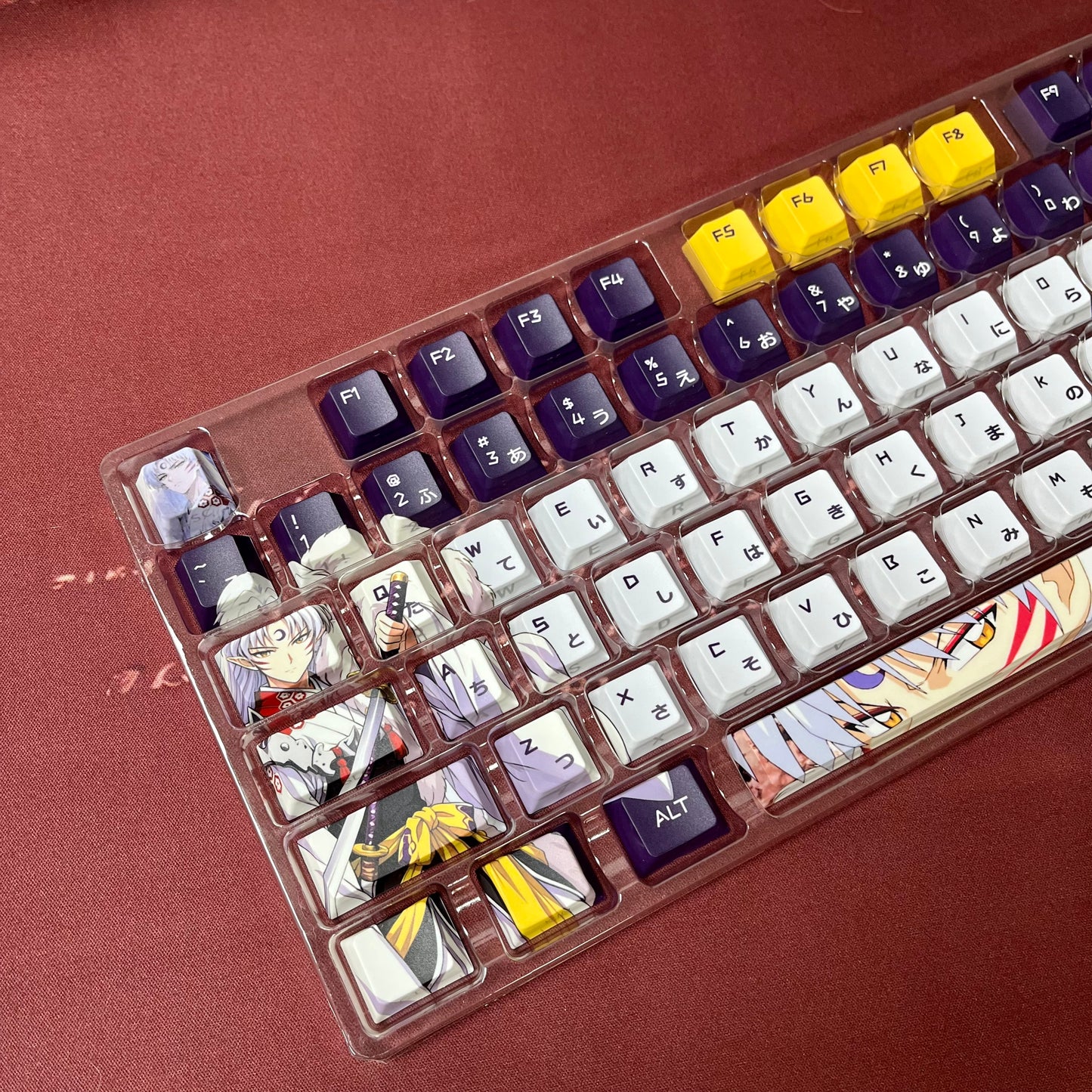 122 keys Inuyasha Sesshomaru keycaps set with side lit, PBT cherry profile for MX cross stems keyboard