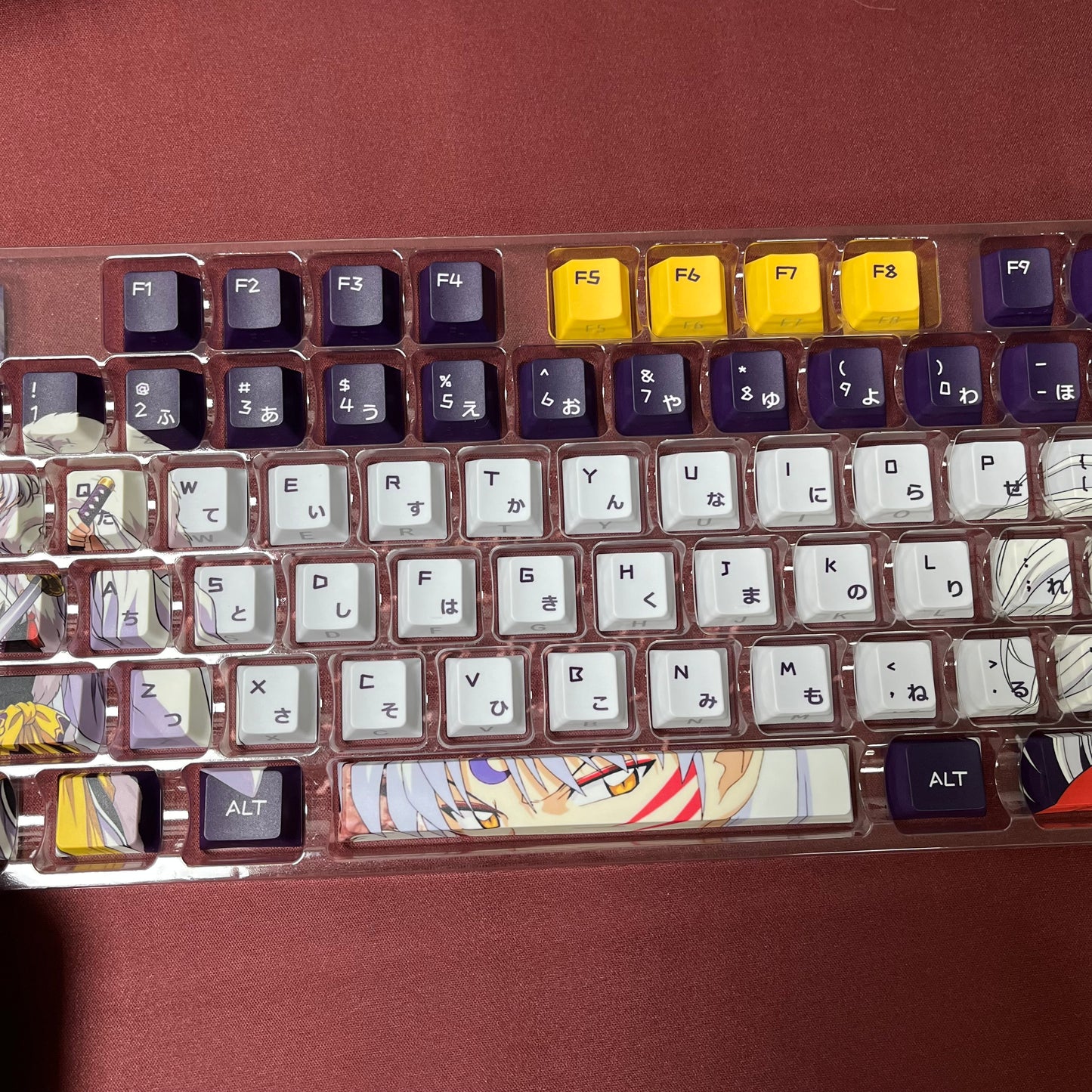 122 keys Inuyasha Sesshomaru keycaps set with side lit, PBT cherry profile for MX cross stems keyboard