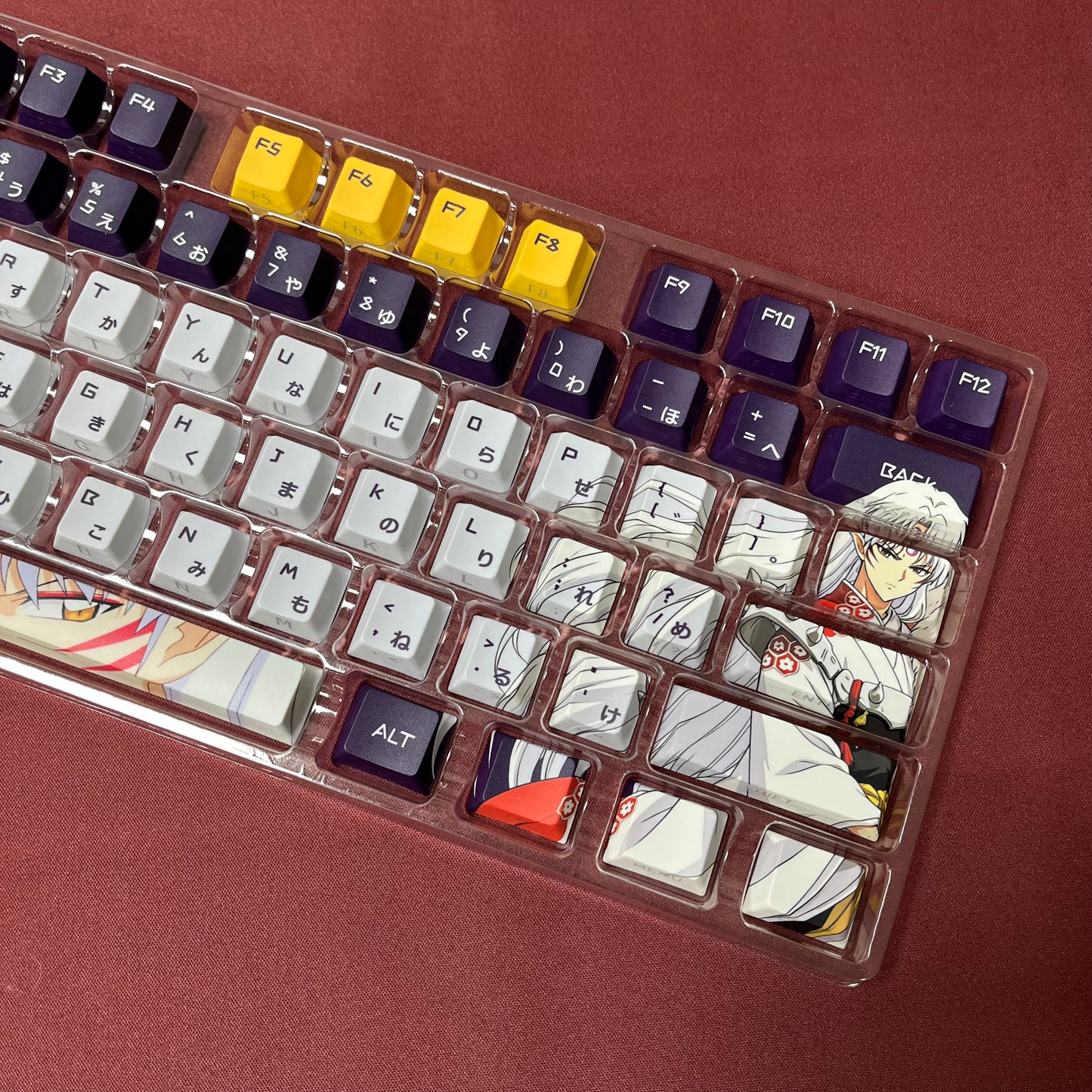 122 keys Inuyasha Sesshomaru keycaps set with side lit, PBT cherry profile for MX cross stems keyboard