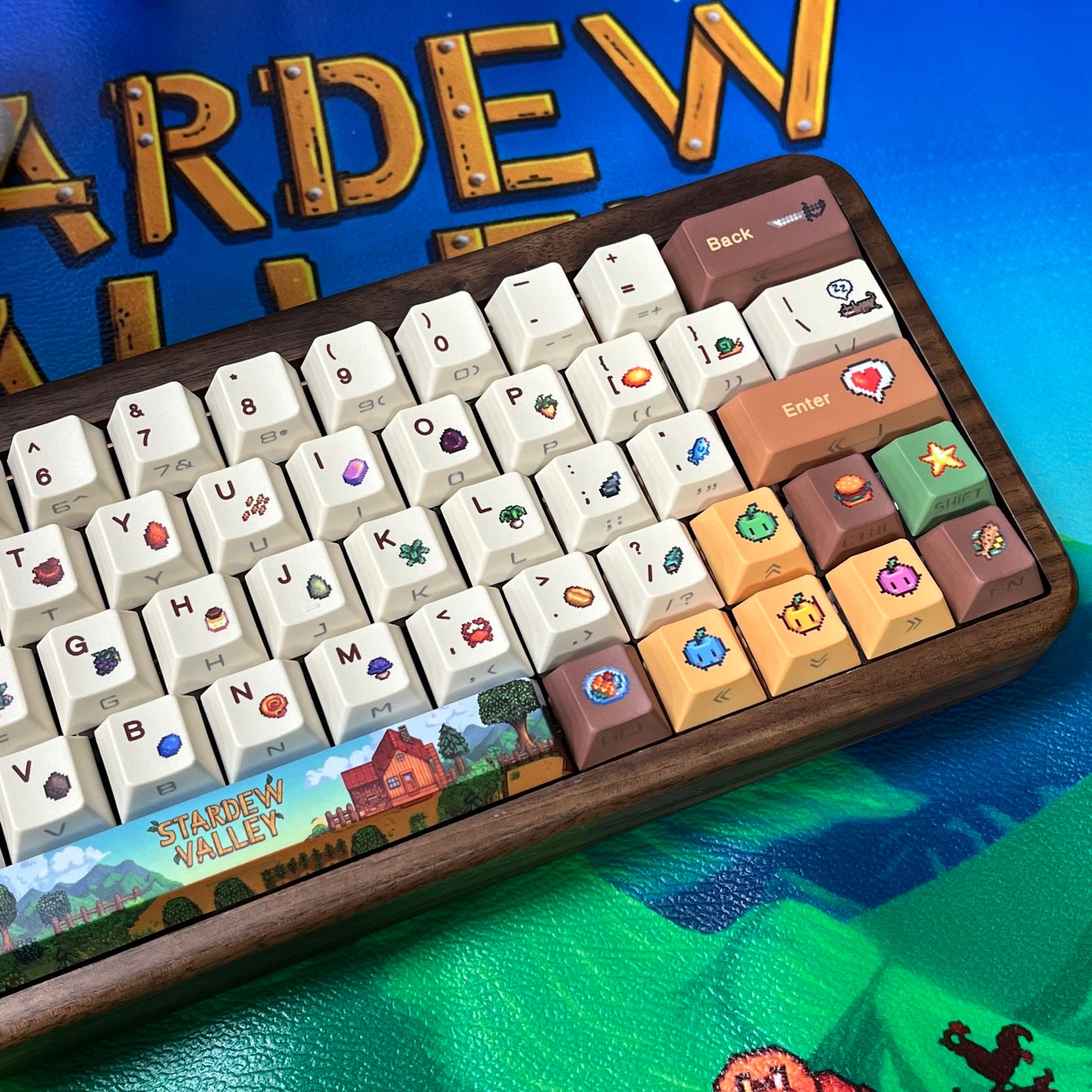 New Stardew Valley PBT Keycap with Cherry profile, side backlit (keycaps only, not include keyboard）