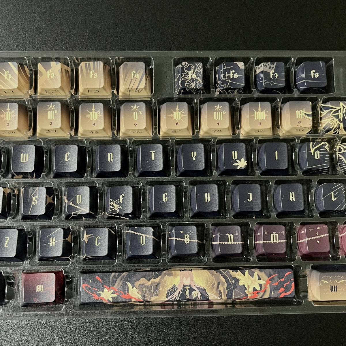 Love and deep space Xavier King series PBT keycaps set with side backlit for RGB light, dye-sublimated, MX cross stems keyboard