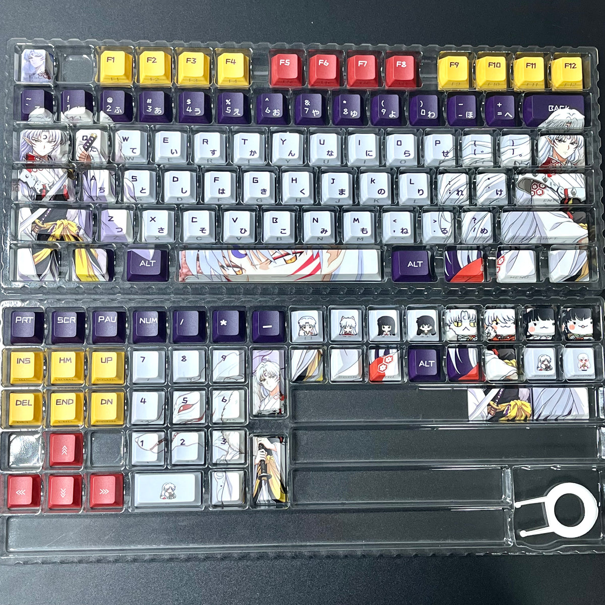 122 keys Inuyasha Sesshomaru keycaps set with side lit, PBT cherry profile for MX cross stems keyboard