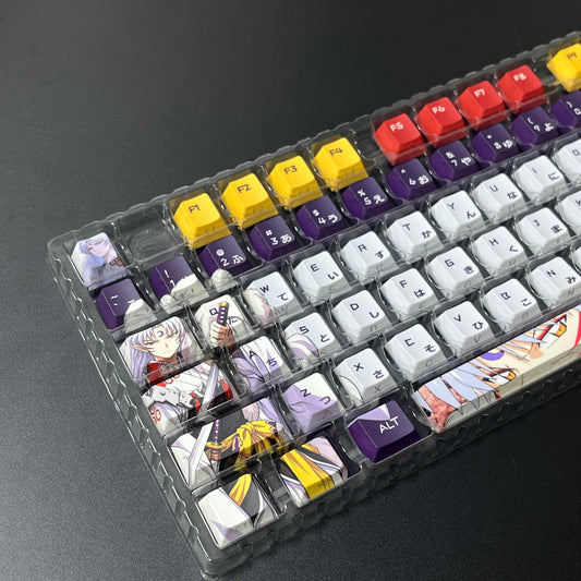 122 keys Inuyasha Sesshomaru keycaps set with side lit, PBT cherry profile for MX cross stems keyboard