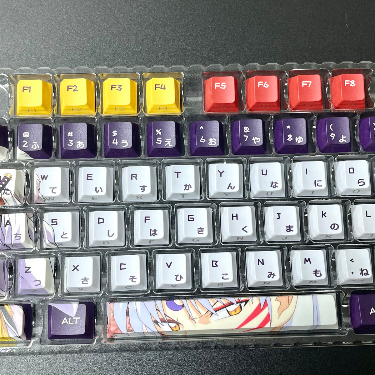 122 keys Inuyasha Sesshomaru keycaps set with side lit, PBT cherry profile for MX cross stems keyboard