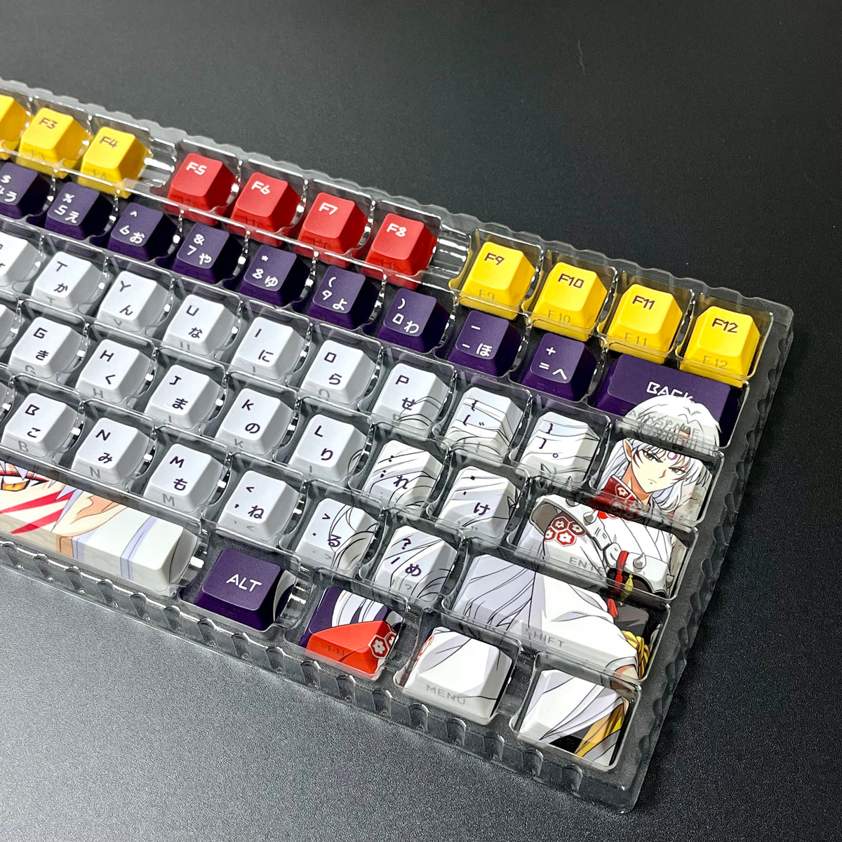 122 keys Inuyasha Sesshomaru keycaps set with side lit, PBT cherry profile for MX cross stems keyboard