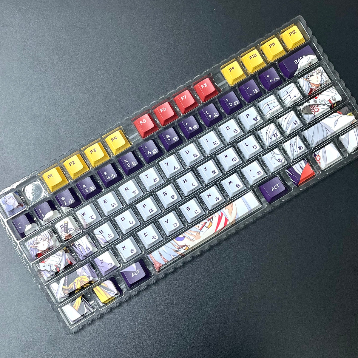 122 keys Inuyasha Sesshomaru keycaps set with side lit, PBT cherry profile for MX cross stems keyboard