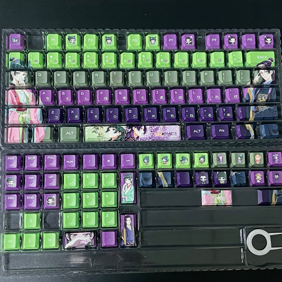NEW!!!The Apothecary Diaries Maomao&Jinshi anime PBT keycaps set with side backlit,122keys top printed for MX-cross stems Keyboard