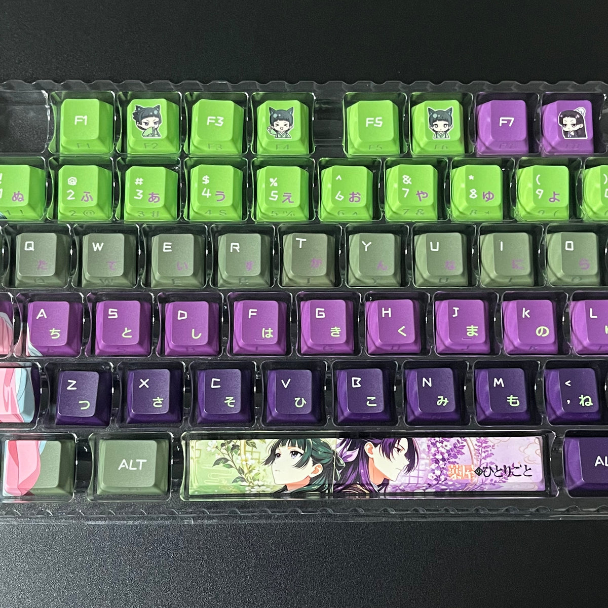 NEW!!!The Apothecary Diaries Maomao&Jinshi anime PBT keycaps set with side backlit,122keys top printed for MX-cross stems Keyboard