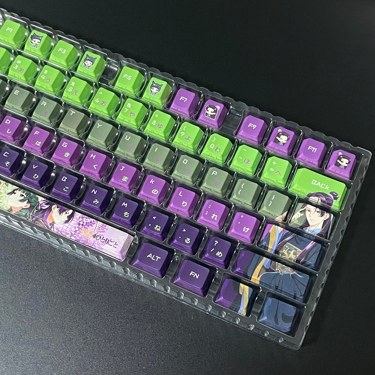 NEW!!!The Apothecary Diaries Maomao&Jinshi anime PBT keycaps set with side backlit,122keys top printed for MX-cross stems Keyboard