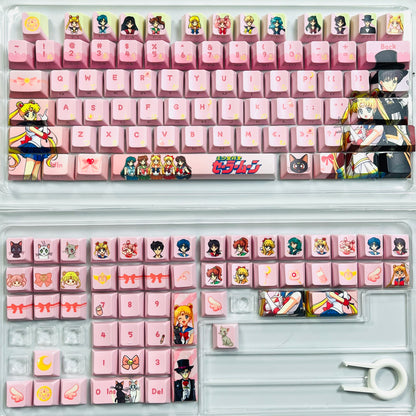 Original Sailor Moon anime keycaps set with Side lit, PBT and Cherry MOA profile for MX-cross stems keycboard