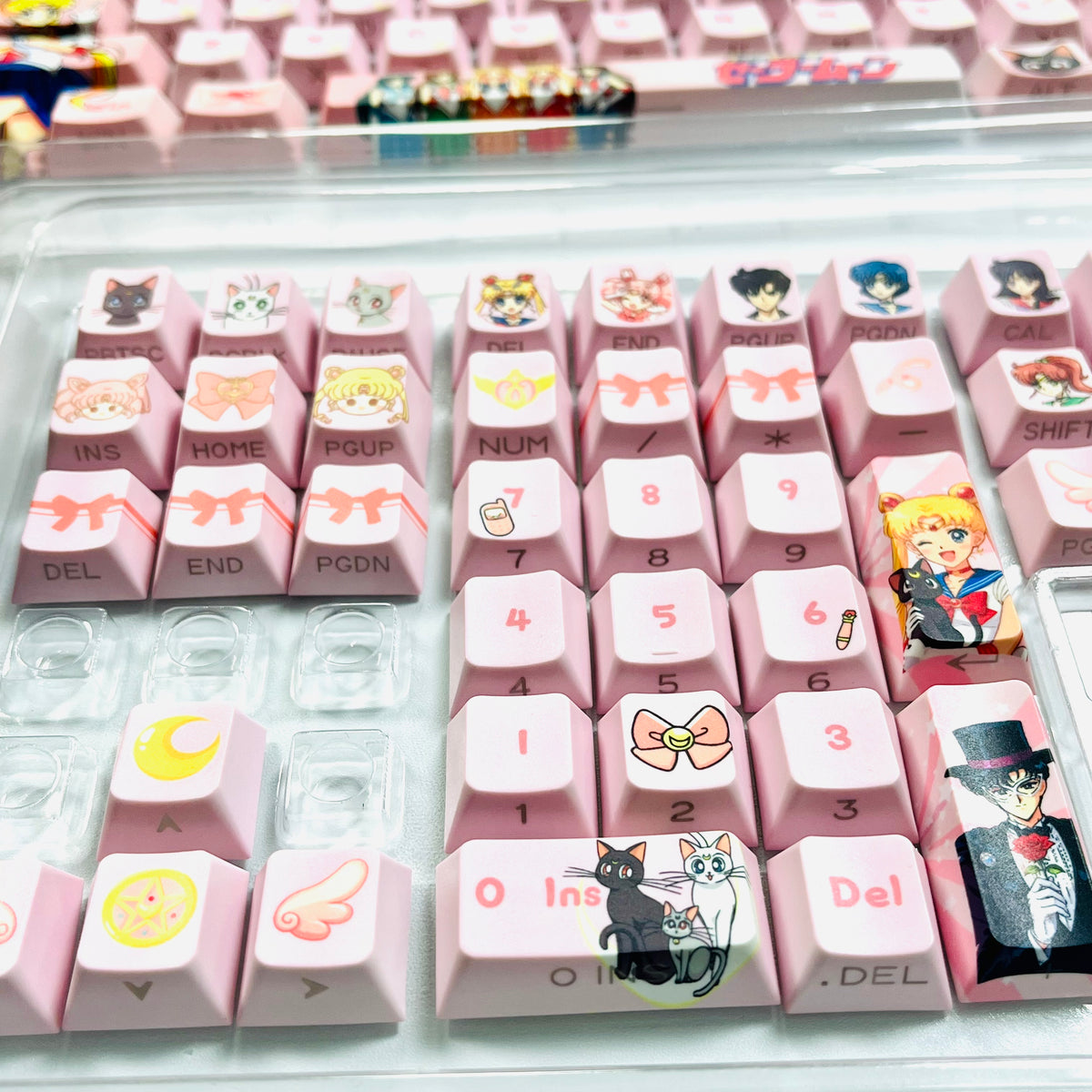Original Sailor Moon anime keycaps set with Side lit, PBT and Cherry MOA profile for MX-cross stems keycboard
