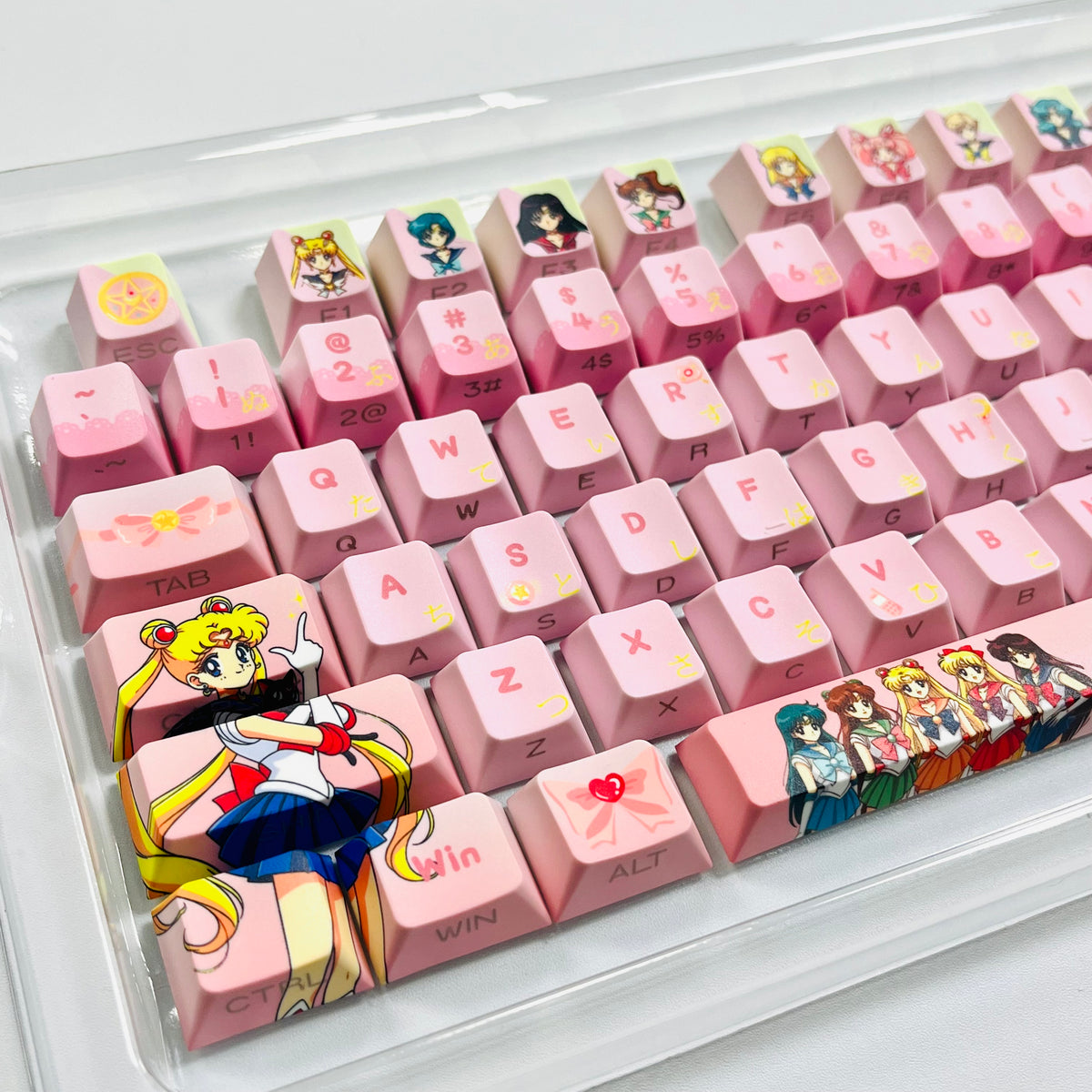 Original Sailor Moon anime keycaps set with Side lit, PBT and Cherry MOA profile for MX-cross stems keycboard