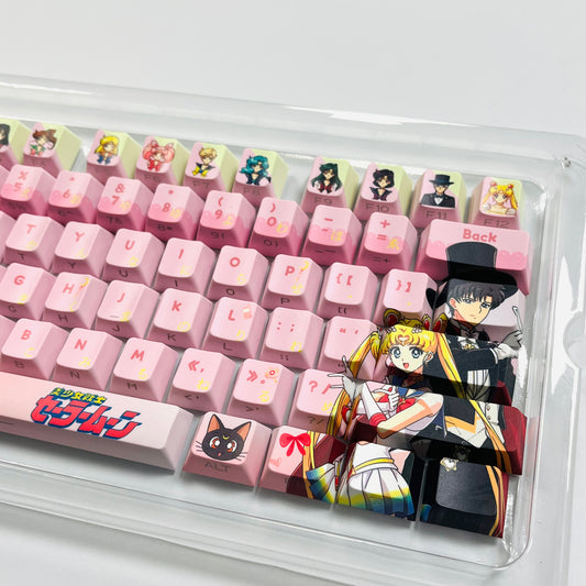 Original Sailor Moon anime keycaps set with Side lit, PBT and Cherry MOA profile for MX-cross stems keycboard