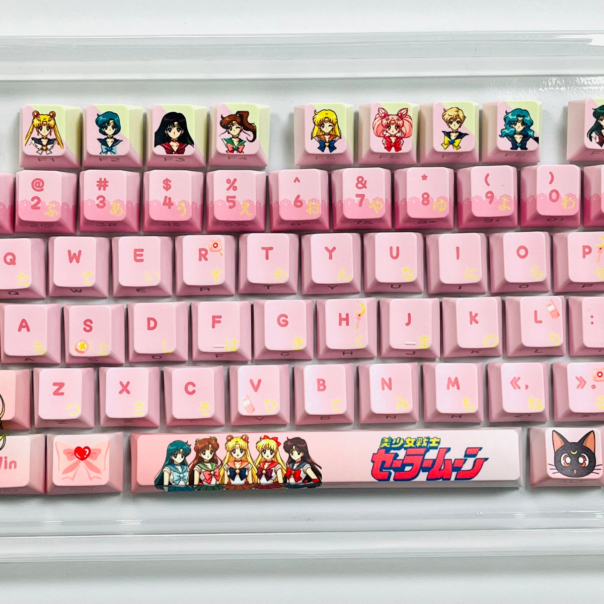 Original Sailor Moon anime keycaps set with Side lit, PBT and Cherry MOA profile for MX-cross stems keycboard