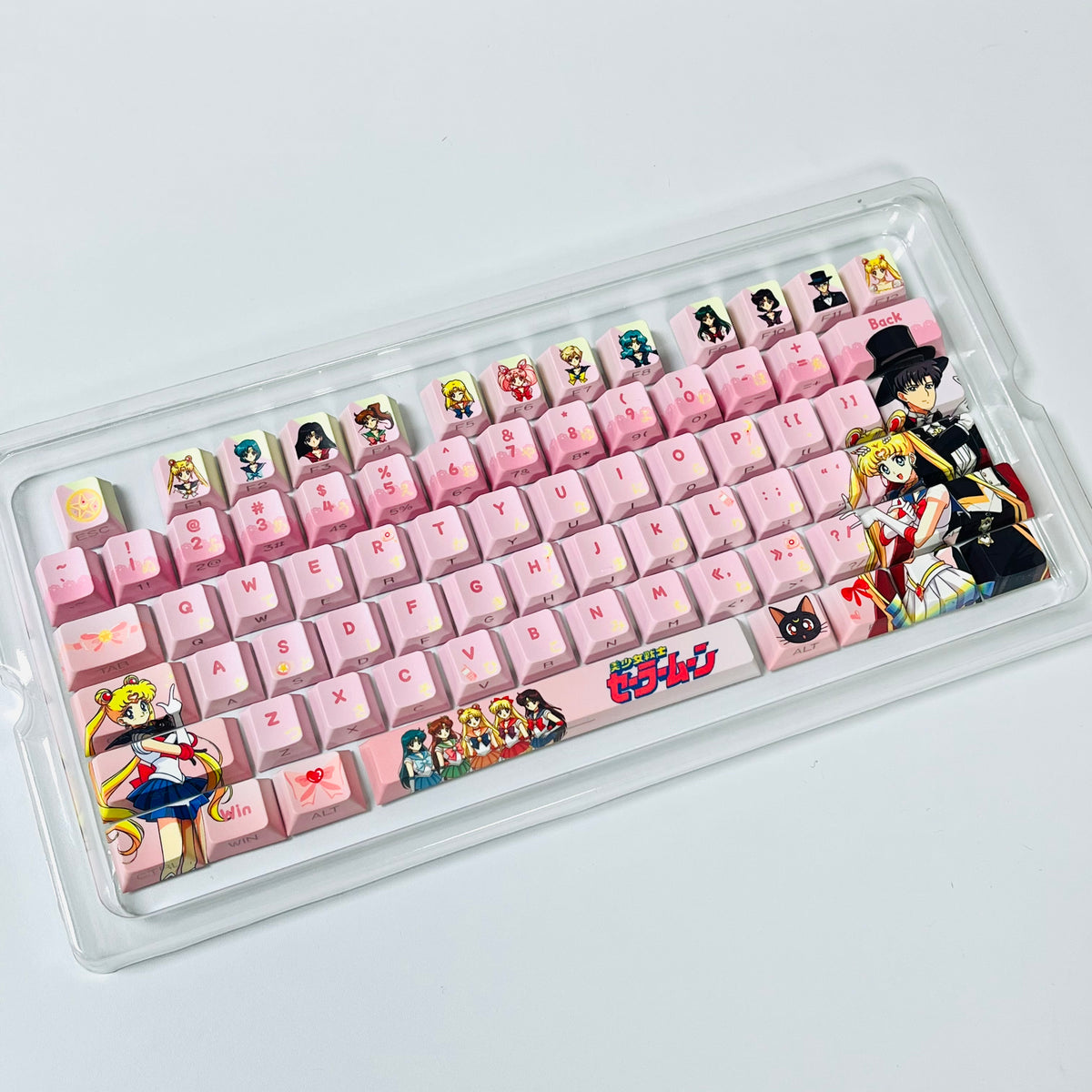 Original Sailor Moon anime keycaps set with Side lit, PBT and Cherry MOA profile for MX-cross stems keycboard
